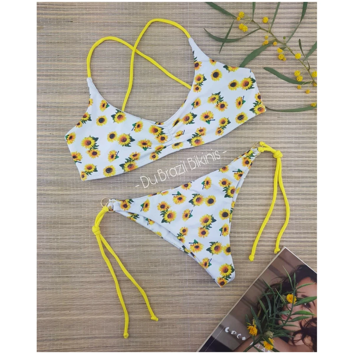 Top 'Girasoles' blanco