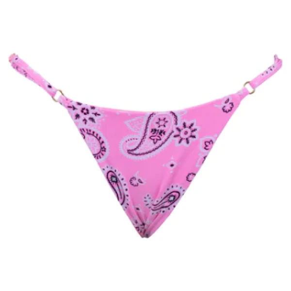 Tanga bikini fina dupla. Regulable 'Paisley Pink'