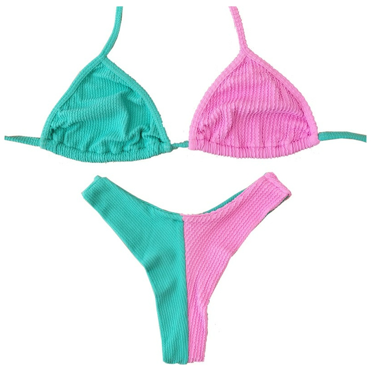 Top triangulo bikini texturizado 'Bicolor Sweet'