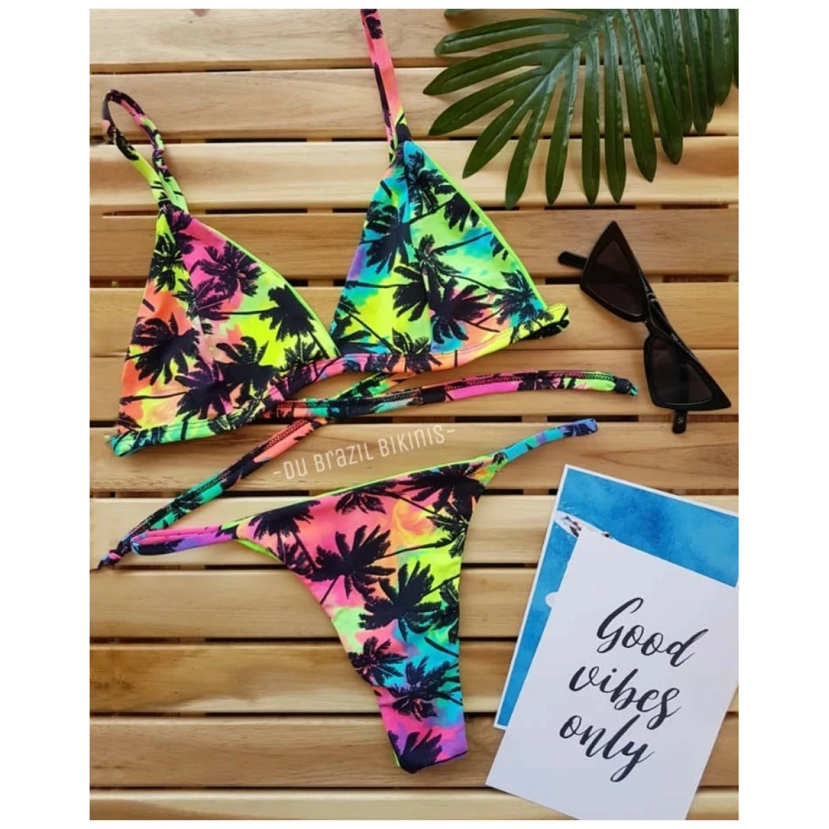 TANGA FINA DUPLA 'NEON PALMS'