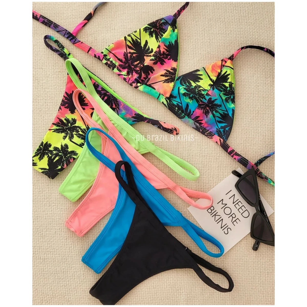 TANGA FINA DUPLA 'NEON PALMS'